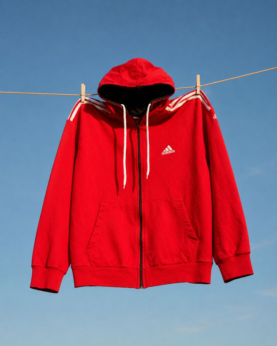 Vintage Adidas Red Zip Up Hoodie 3 Stripes Track Jacket Sweatshirt Y2K Sportswear
