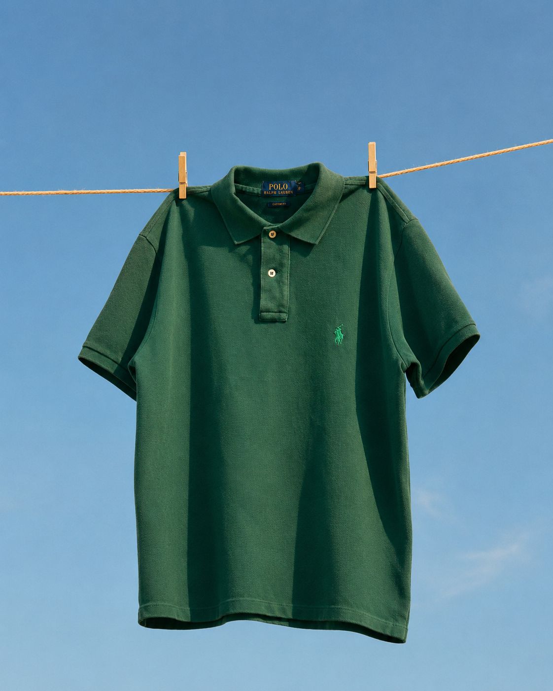 Vintage Polo Ralph Lauren Green Polo Shirt Custom Fit Embroidered Pony Cotton Polo