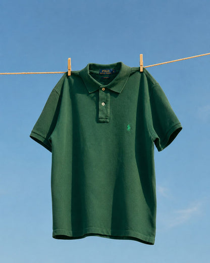 Vintage Polo Ralph Lauren Green Polo Shirt Custom Fit Embroidered Pony Cotton Polo