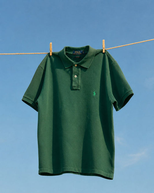 Vintage Polo Ralph Lauren Green Polo Shirt Custom Fit Embroidered Pony Cotton Polo