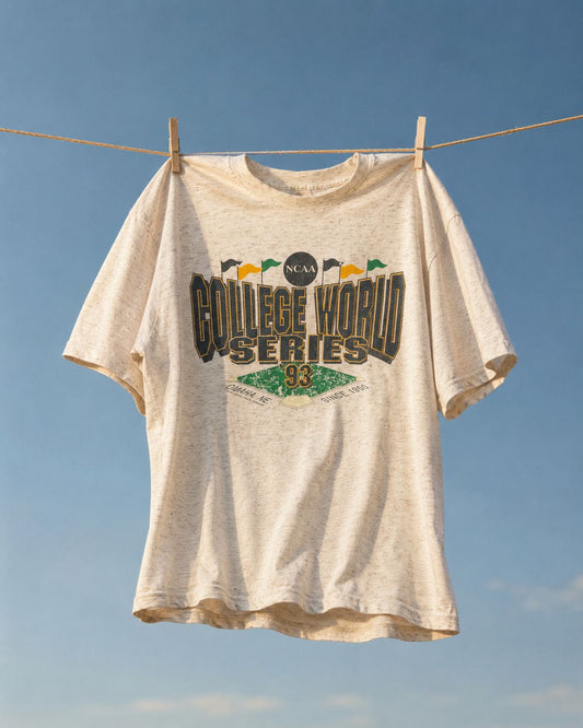 Vintage 1993 NCAA College World Series T-Shirt Omaha Nebraska Single Stitch USA White Tee